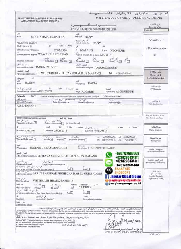 formulir-visa-algeria