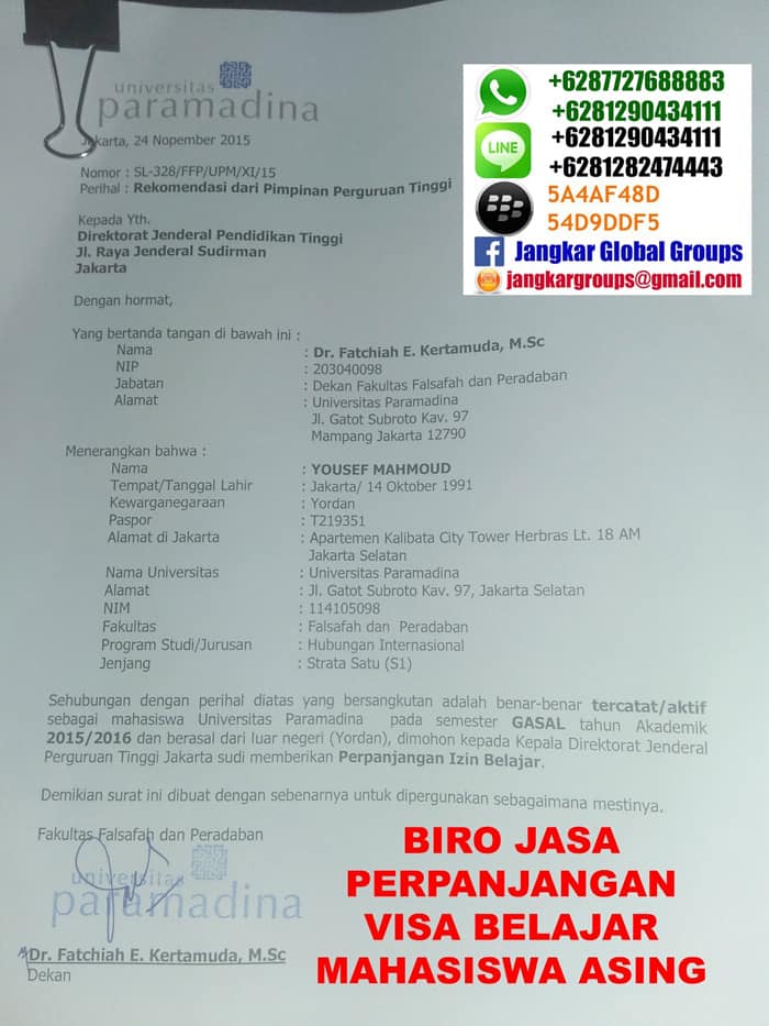 IZIN BELAJAR MAHASISWA ASING - Jangkar Global Groups