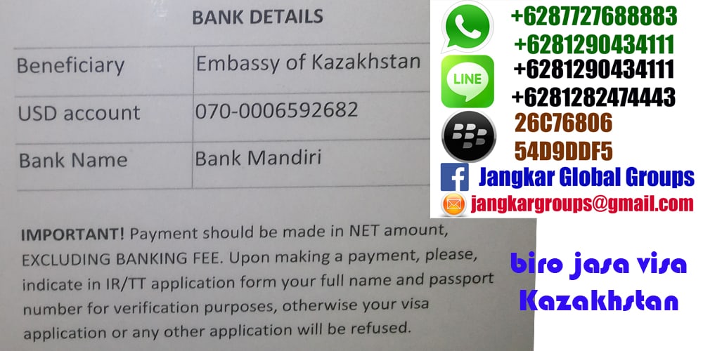 bank detail embassy of kazakhstan