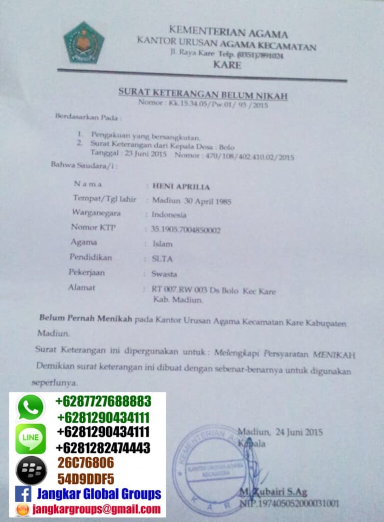 Skbm Surat Keterangan Belum Menikah Jangkar Global Groups