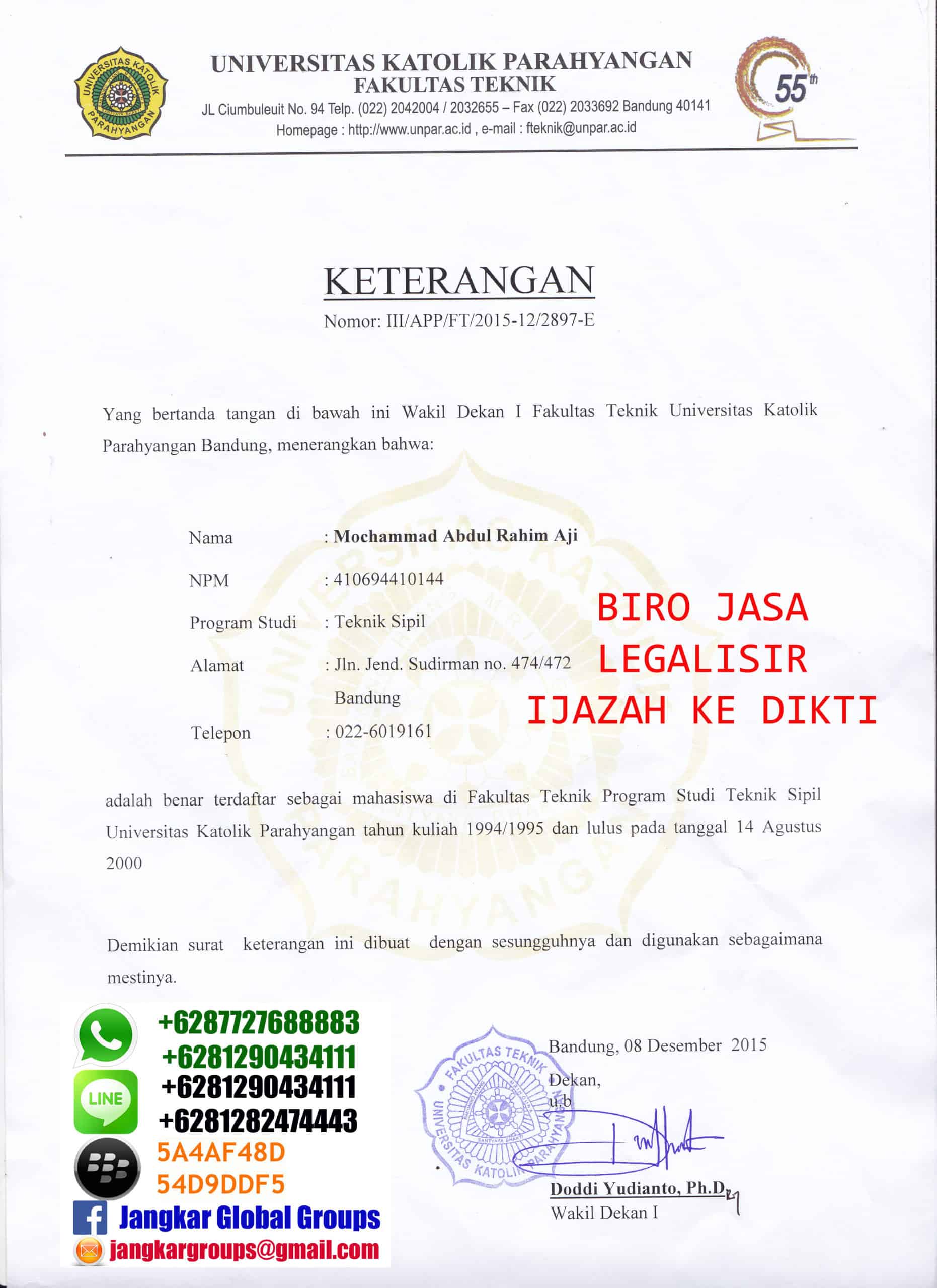 Surat keterangan mahasiswa - Jangkar Global Groups