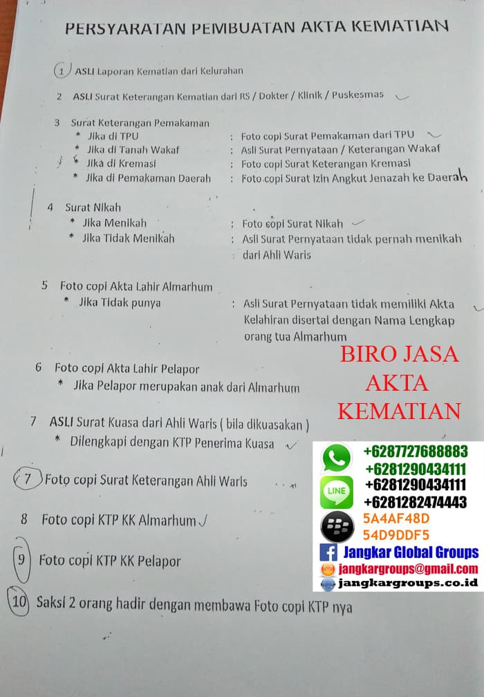 PERSYARATAN AKTA KEMATIAN - Jangkar Global Groups