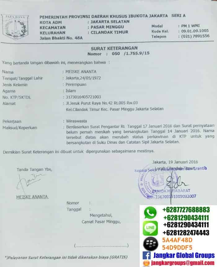 surat keterangan pm 1 wni 1