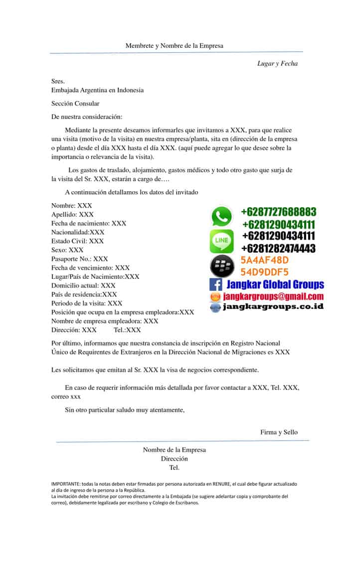 Contoh Surat Invitation Letter Argentina Jangkar Global