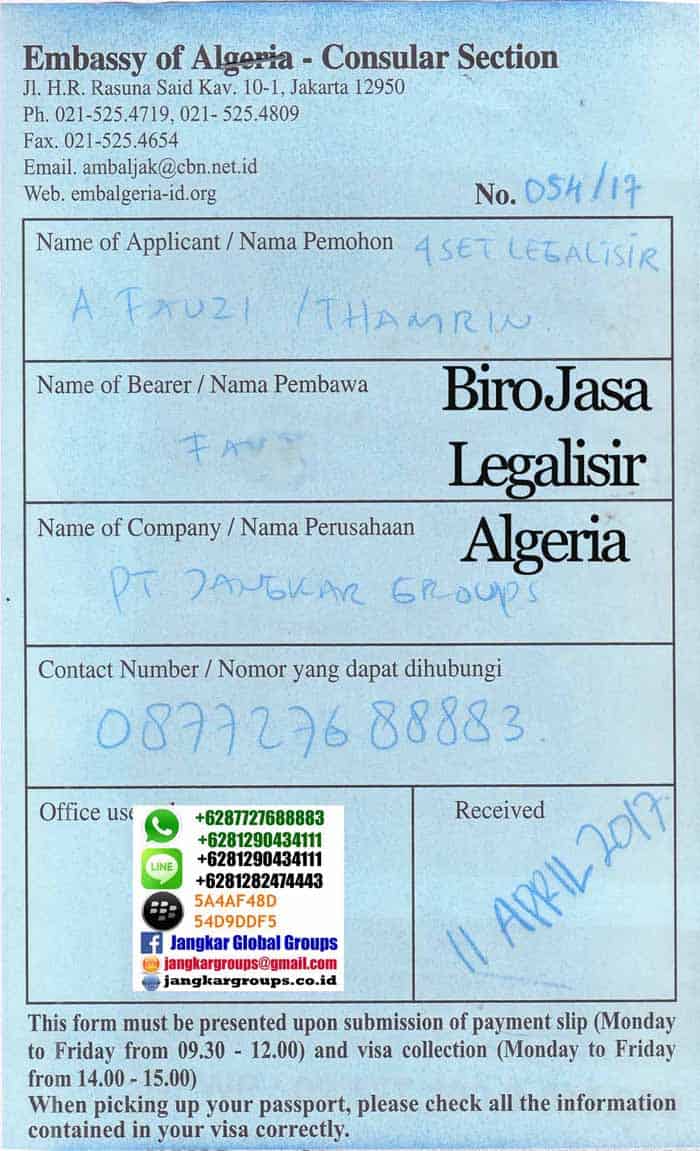 BIRO JASA LEGALISIR DI KEDUTAAN ALGERIA - Jangkar Groups 