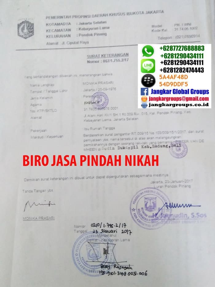 Persyaratan Surat Pengantar Nikah Atau Pindah Nikah