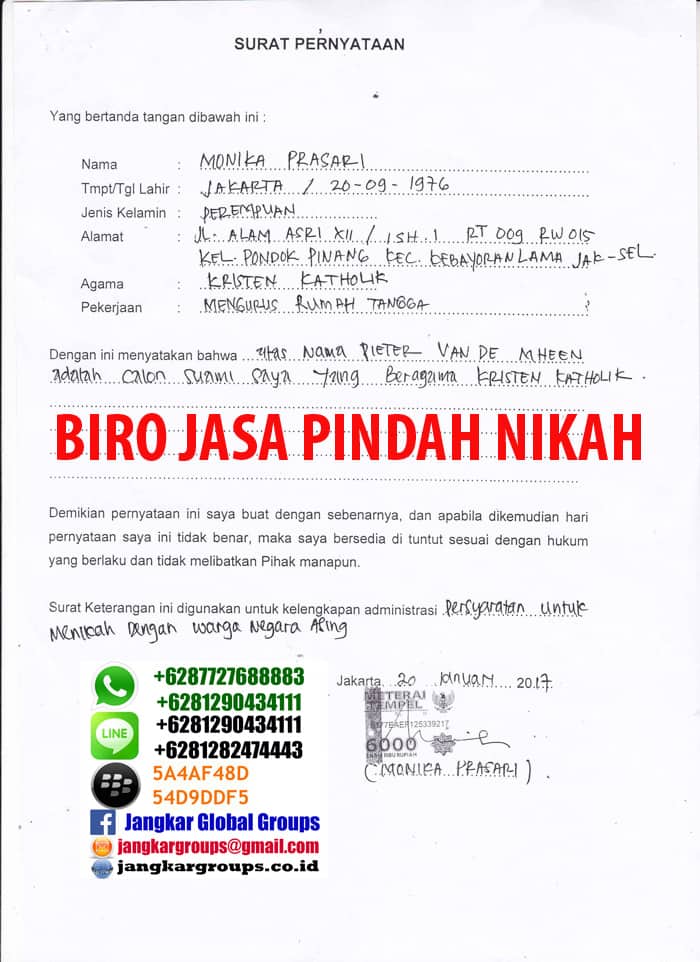 PERSYARATAN SURAT PENGANTAR NIKAH ATAU PINDAH NIKAH 