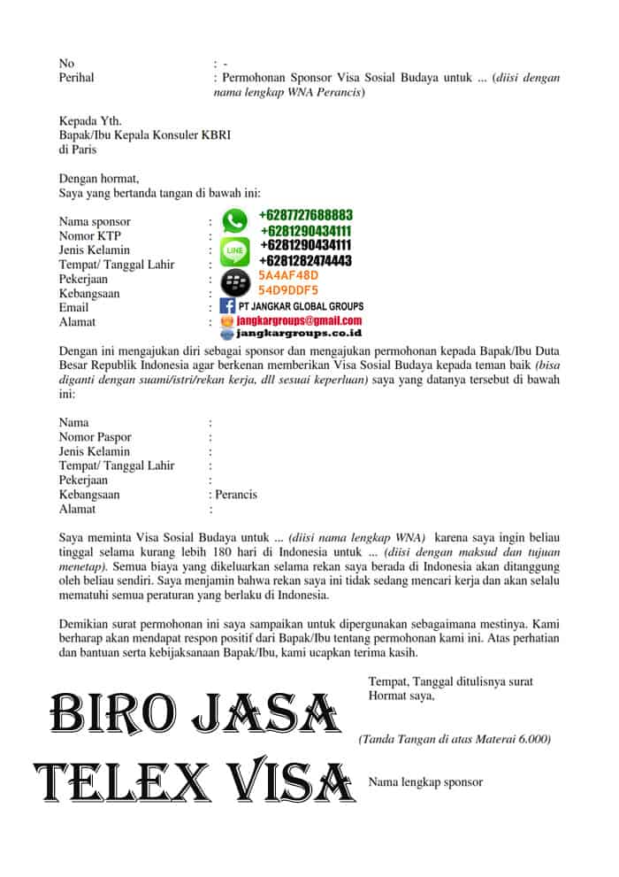 Contoh Format Surat Sponsor Wni Untuk Kbri Jangkar Global