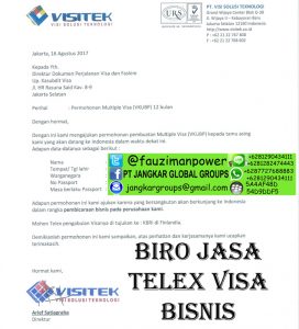 Contoh surat permohonan telex visa bisnis - Jangkar Global 