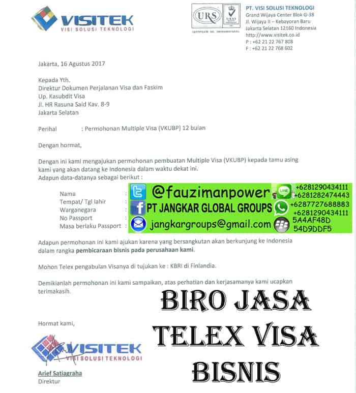 BIRO JASA URUS TELEX VISA - Jangkar Groups  Jasa 