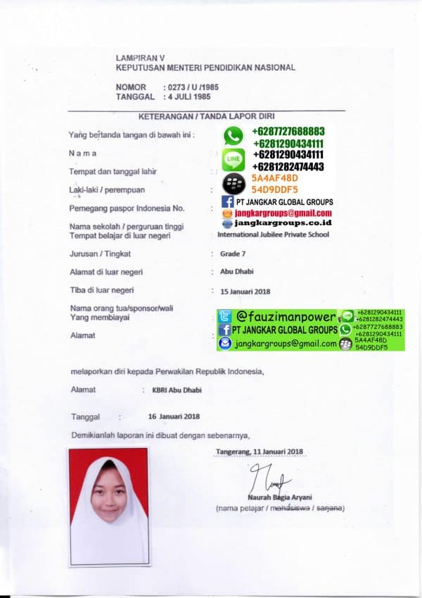 Surat Keterangan Pindah Sekolah Ke Luar Negeri