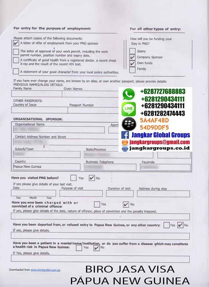 formulir visa papua new guinea