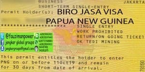 PERSYARATAN VISITOR VISA PAPUA NEW GUINEA