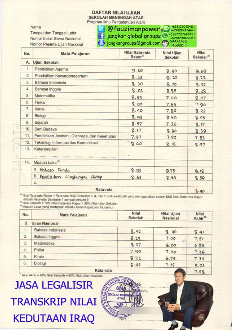 LEGALISIR IJAZAH DAN TRANSKRIP KEDUTAAN IRAQ