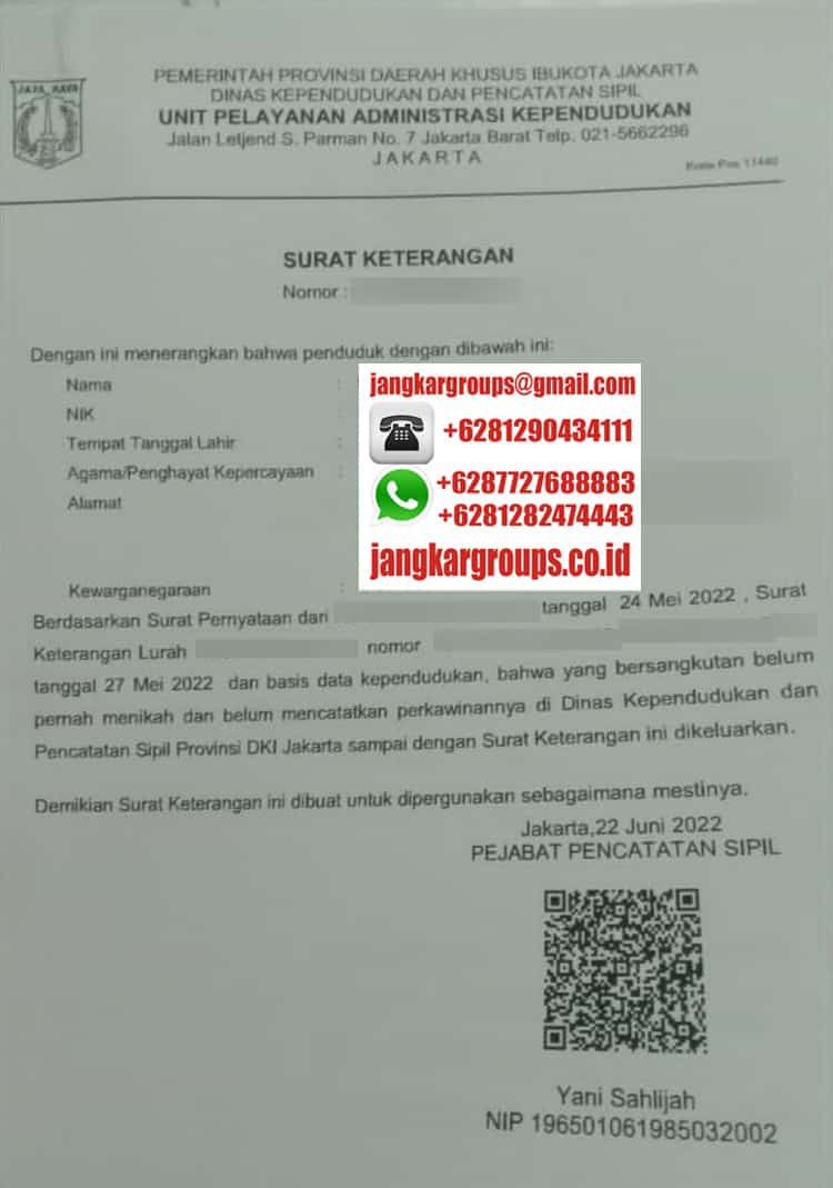 Surat Keterangan Disduk Capil Jakarta